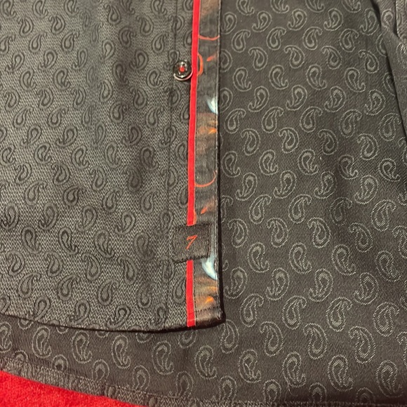 Mens 7 Downie St. Dark Gray & Black Paisley Print w/ Contrasting French Cuffs! - Picture 6 of 7